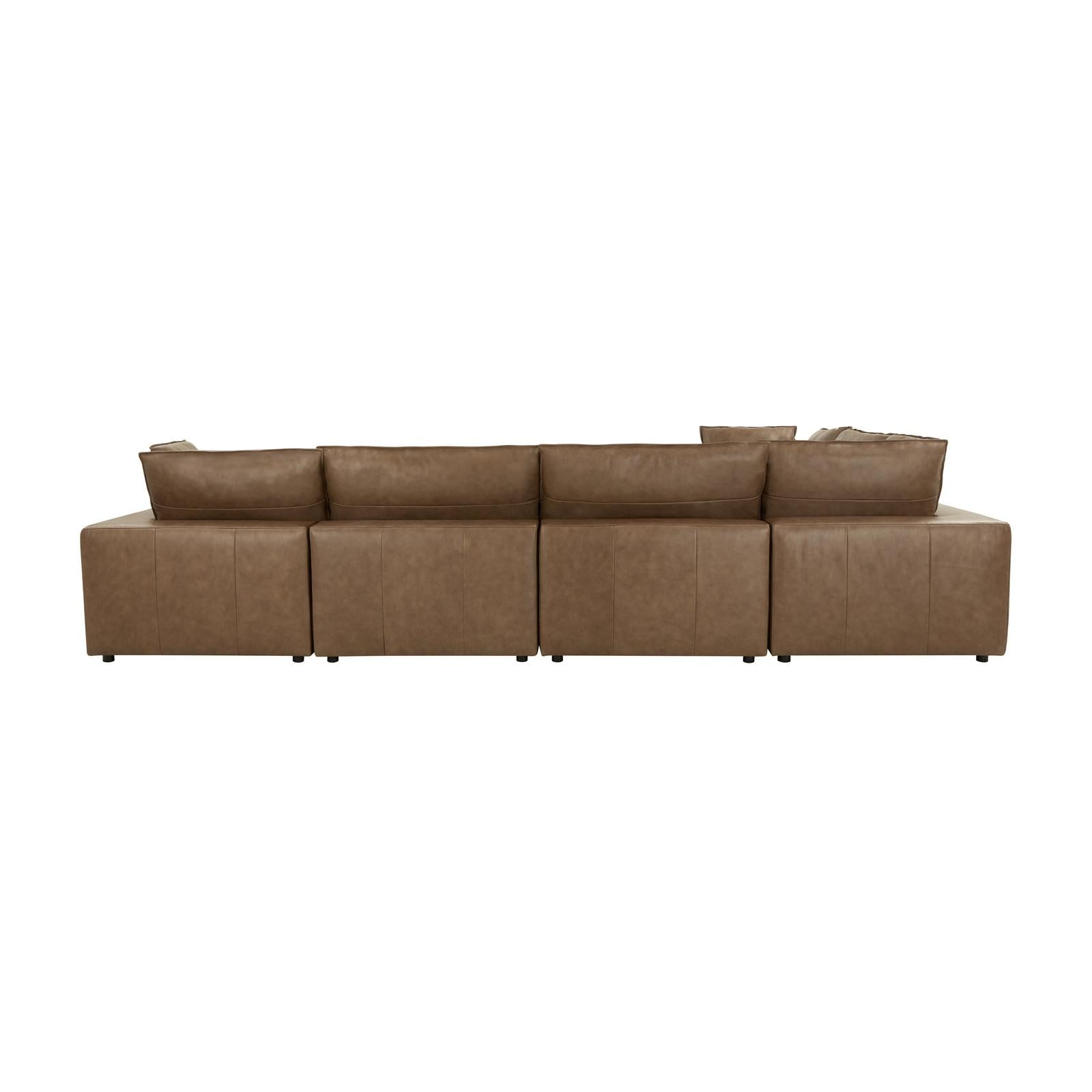 TOV Furniture Cali 7-Piece Brown Leather Modular Large Chaise Sectional