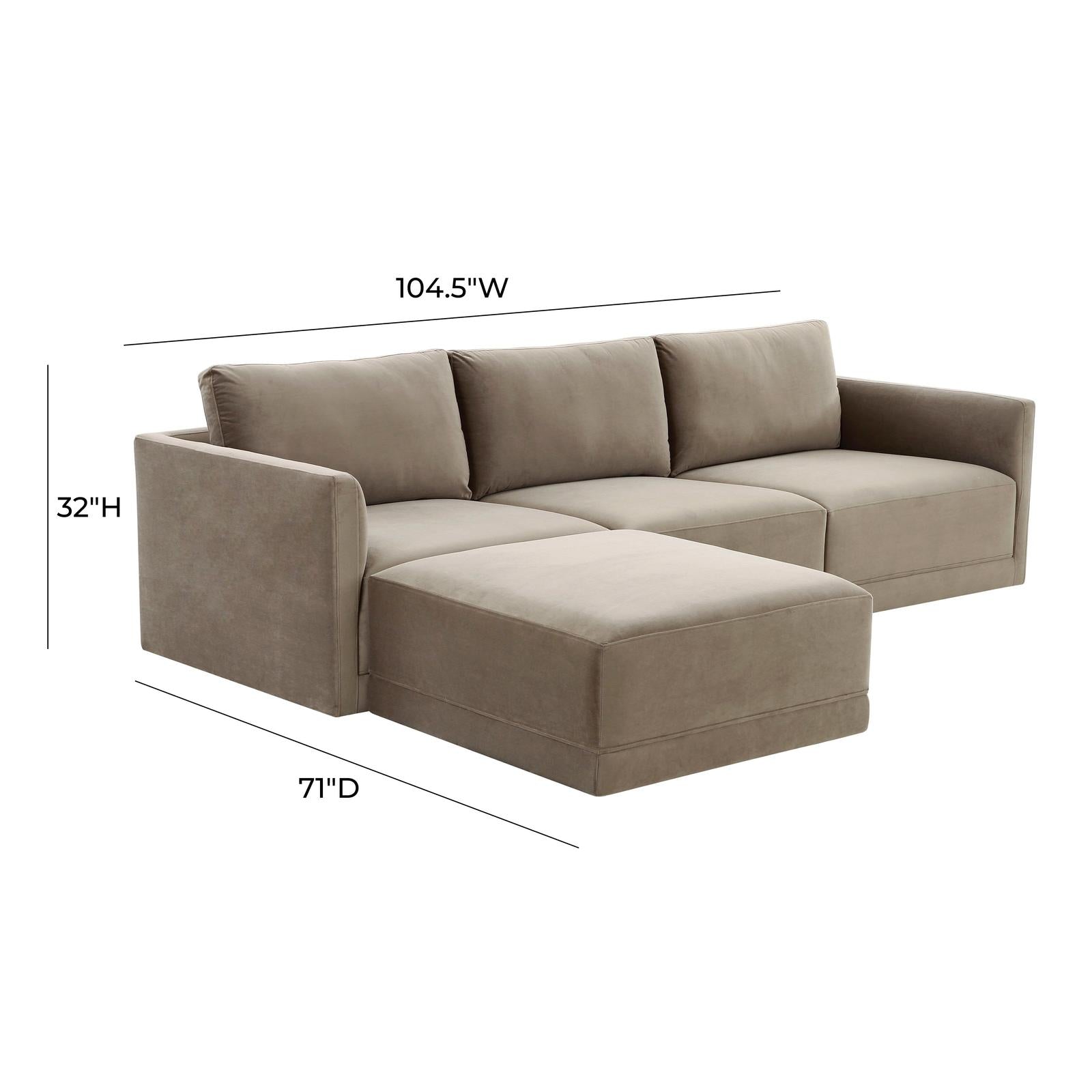 TOV Furniture Willow 4-Piece Performance Velvet Modular Sectional