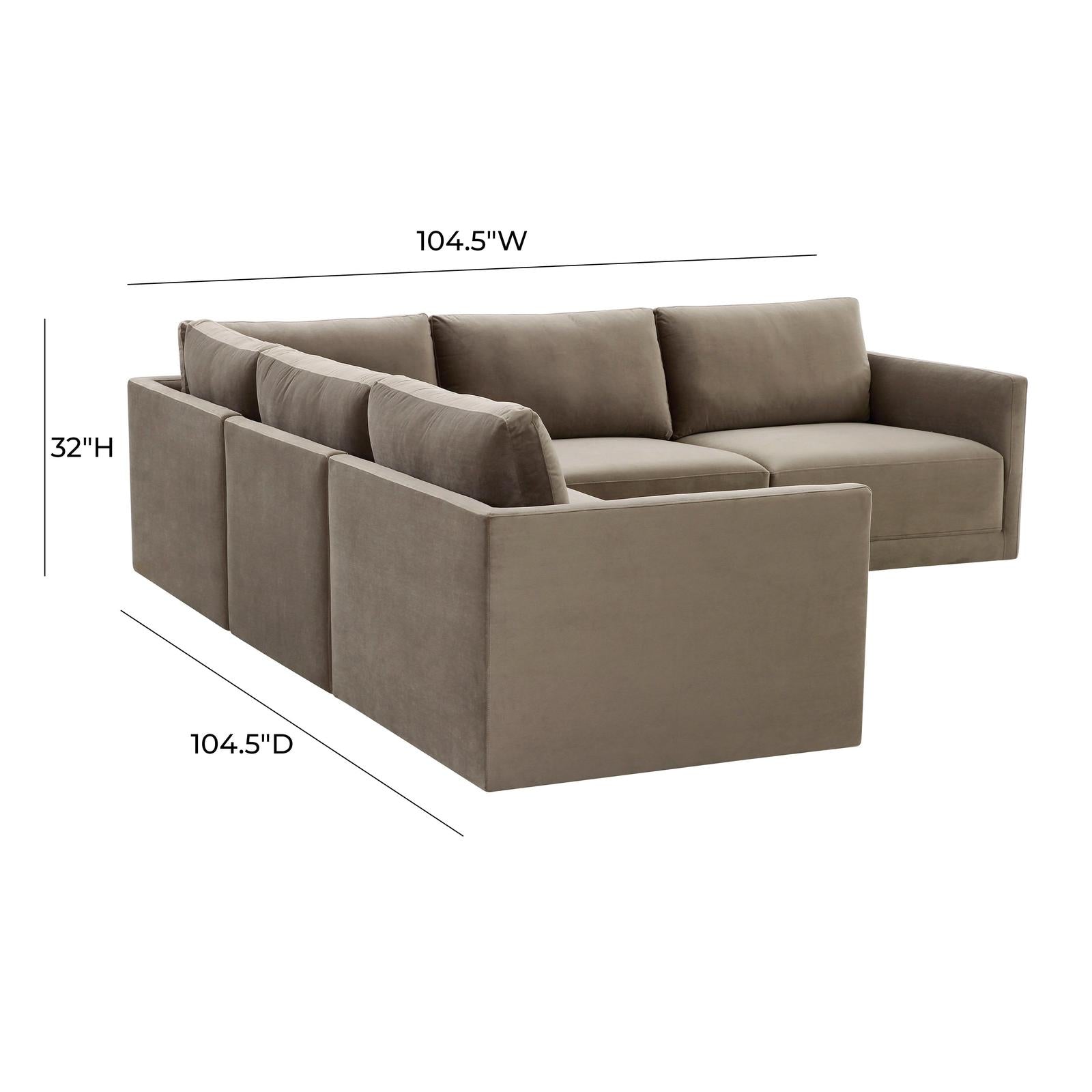TOV Furniture Willow 5-Piece Performance Velvet Modular L Sectional