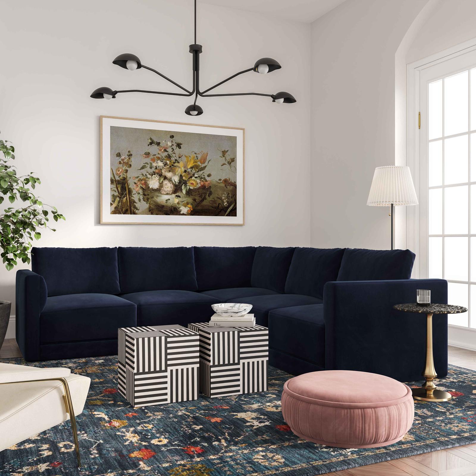 TOV Furniture Willow 5-Piece Performance Velvet Modular L Sectional