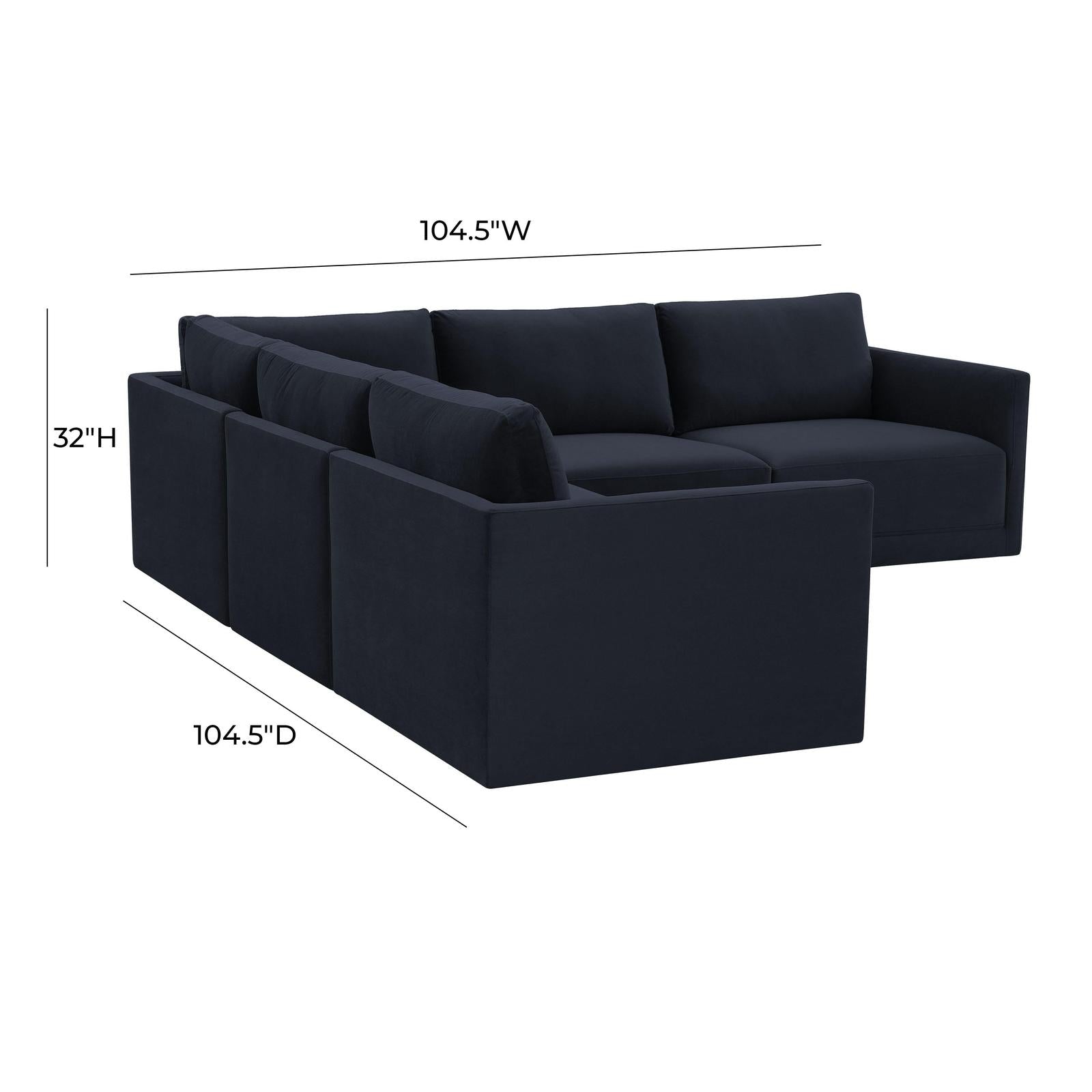 TOV Furniture Willow 5-Piece Performance Velvet Modular L Sectional