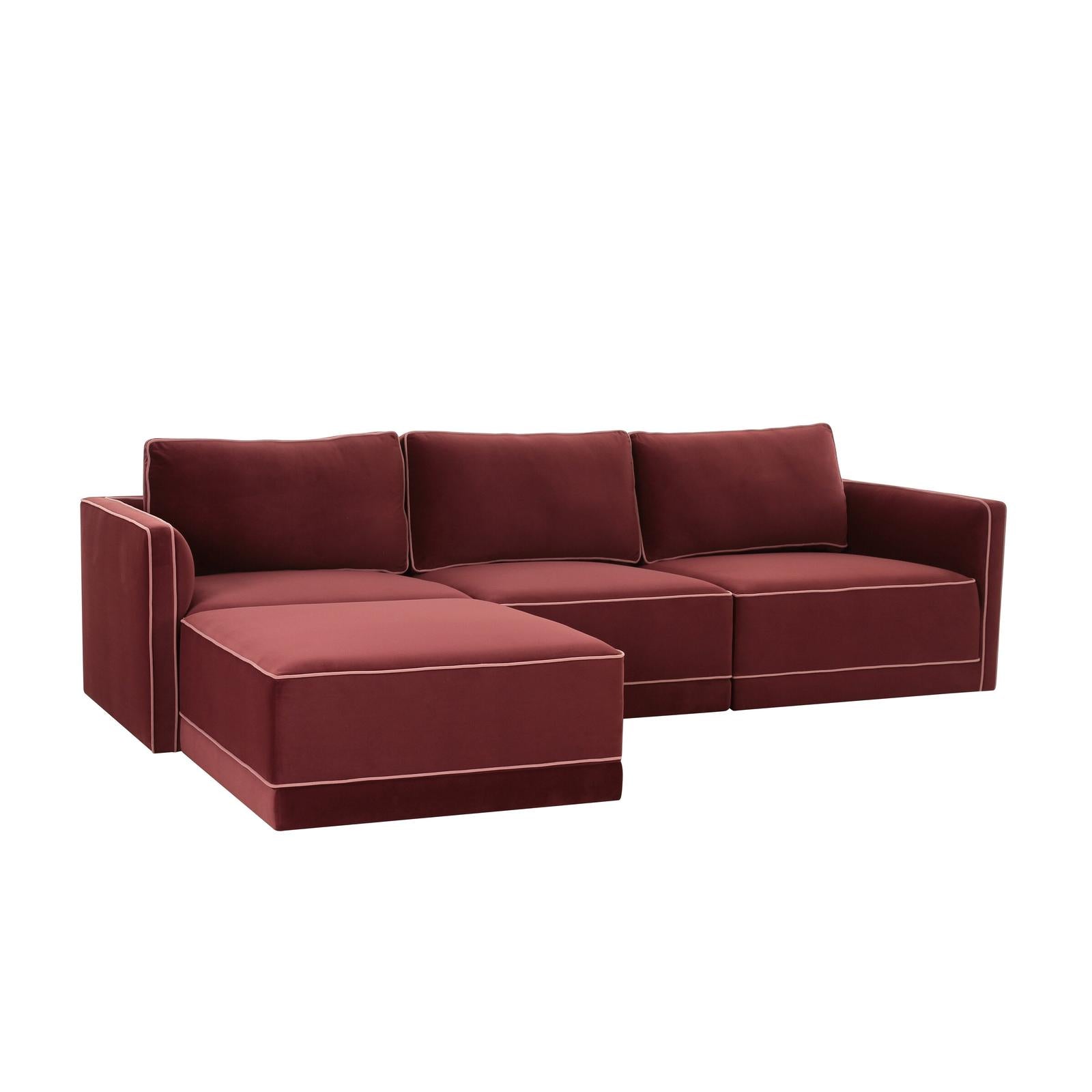 TOV Furniture Willow 4-Piece Performance Velvet Modular Sectional