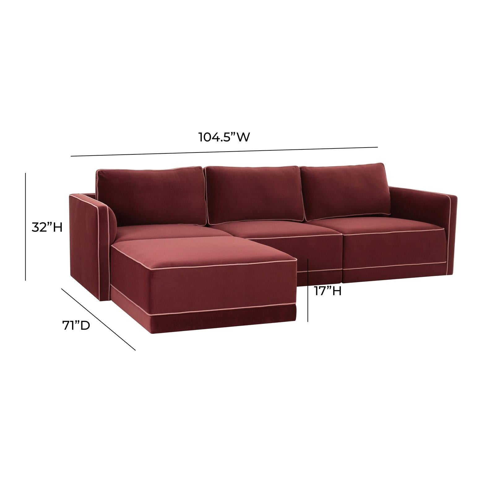 TOV Furniture Willow 4-Piece Performance Velvet Modular Sectional