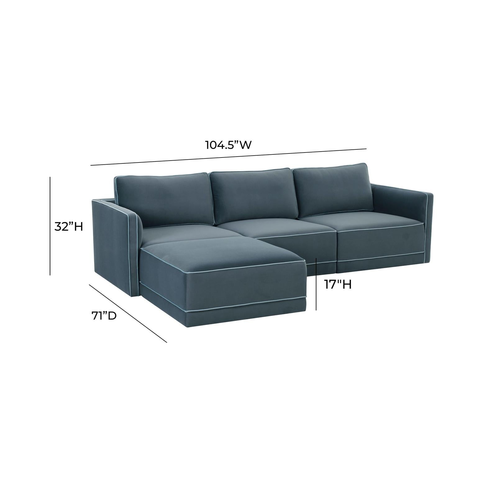 TOV Furniture Willow 4-Piece Performance Velvet Modular Sectional