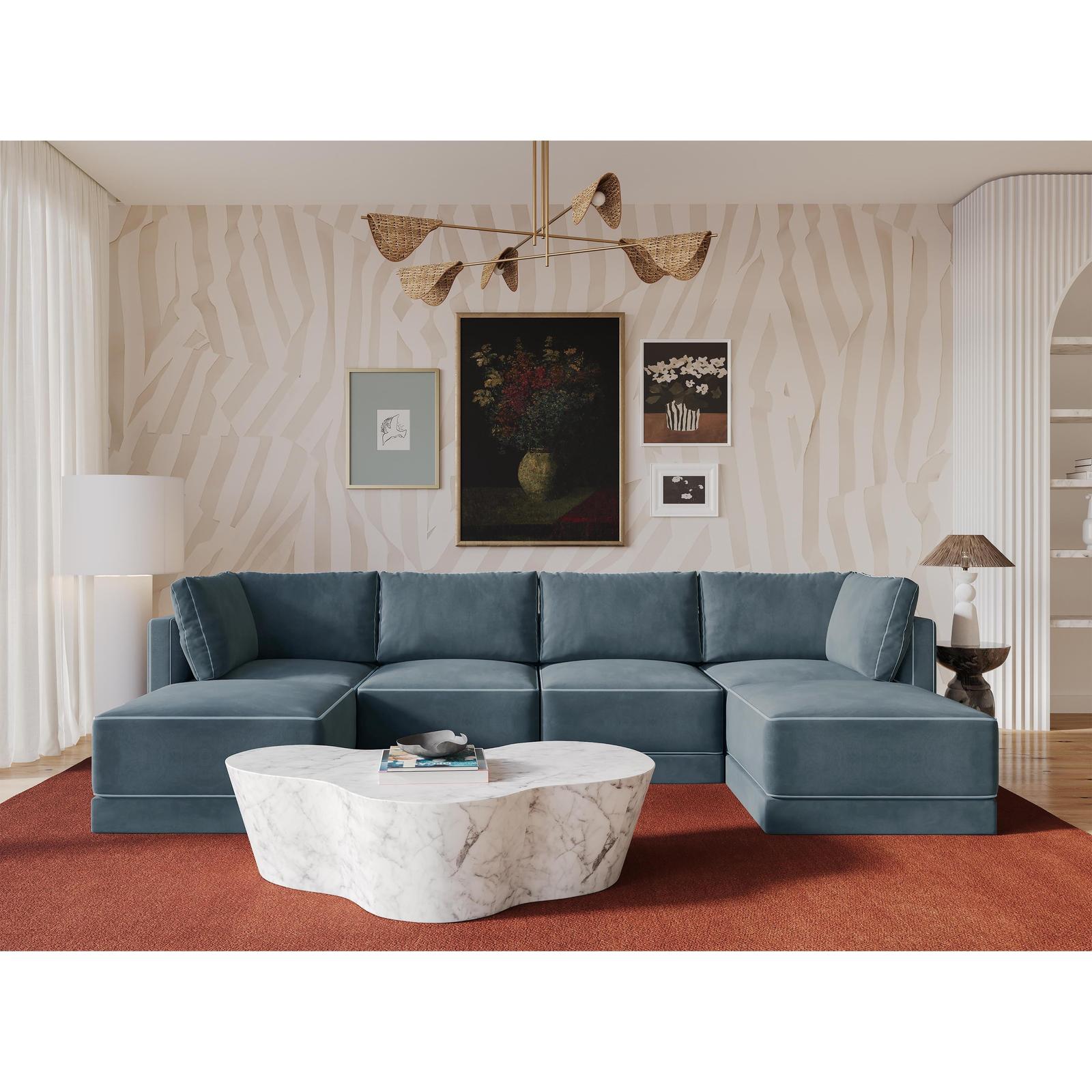 TOV Furniture Willow 6-Piece Performance Velvet Modular U Sectional