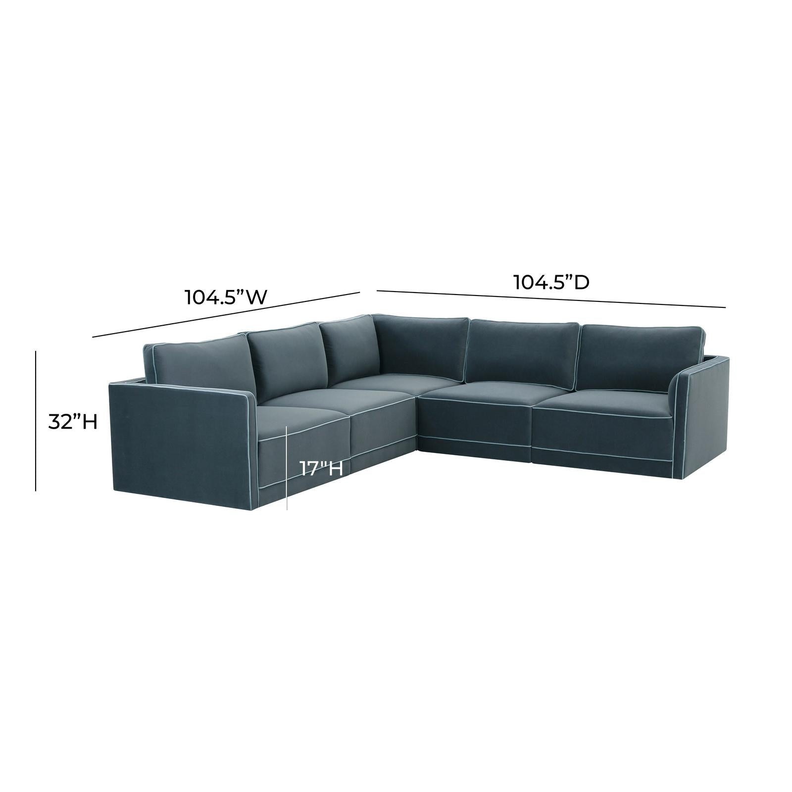 TOV Furniture Willow 5-Piece Performance Velvet Modular L Sectional