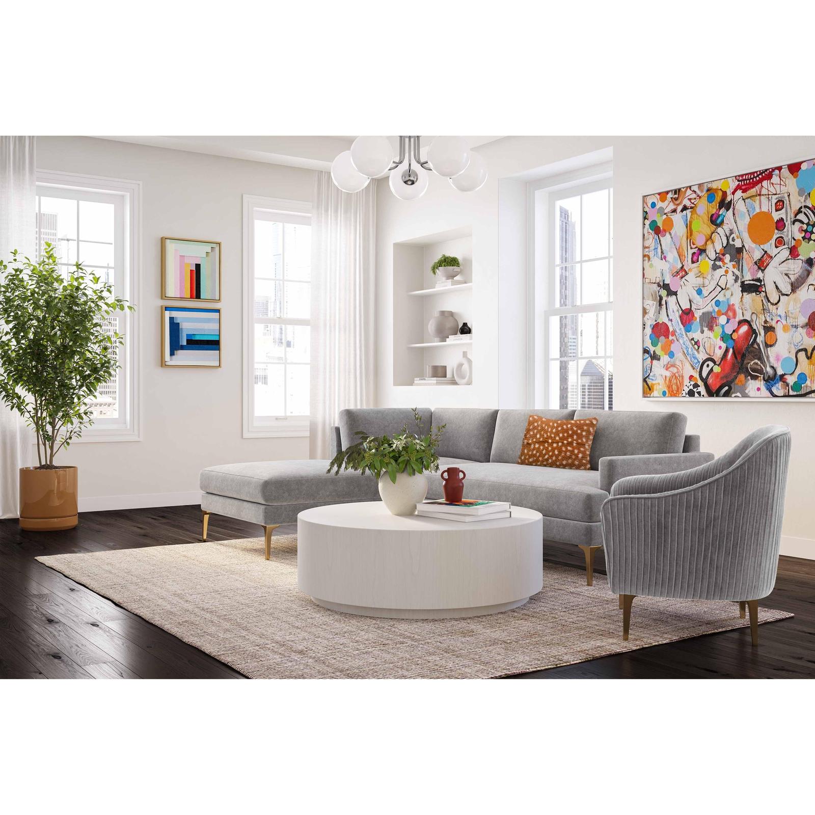 TOV Furniture Serena 3-Piece Performance Velvet Chaise Sectional