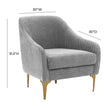 TOV Furniture Serena Grey Performance Velvet Accent Chair