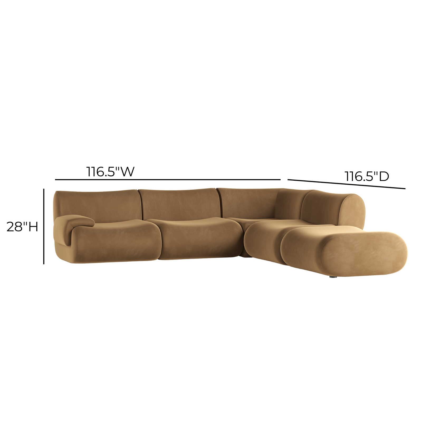 TOV Furniture Zenith 5-Piece Performance Velvet Modular Sectional