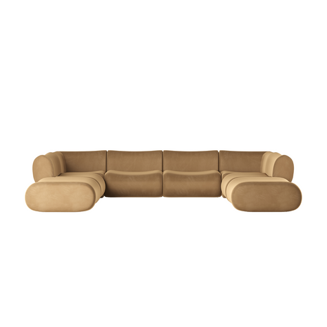 TOV Furniture Zenith 8-Piece Latte Brown Performance Velvet Modular U-Sectional