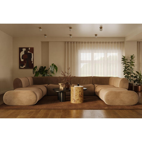 TOV Furniture Zenith 8-Piece Latte Brown Performance Velvet Modular U-Sectional