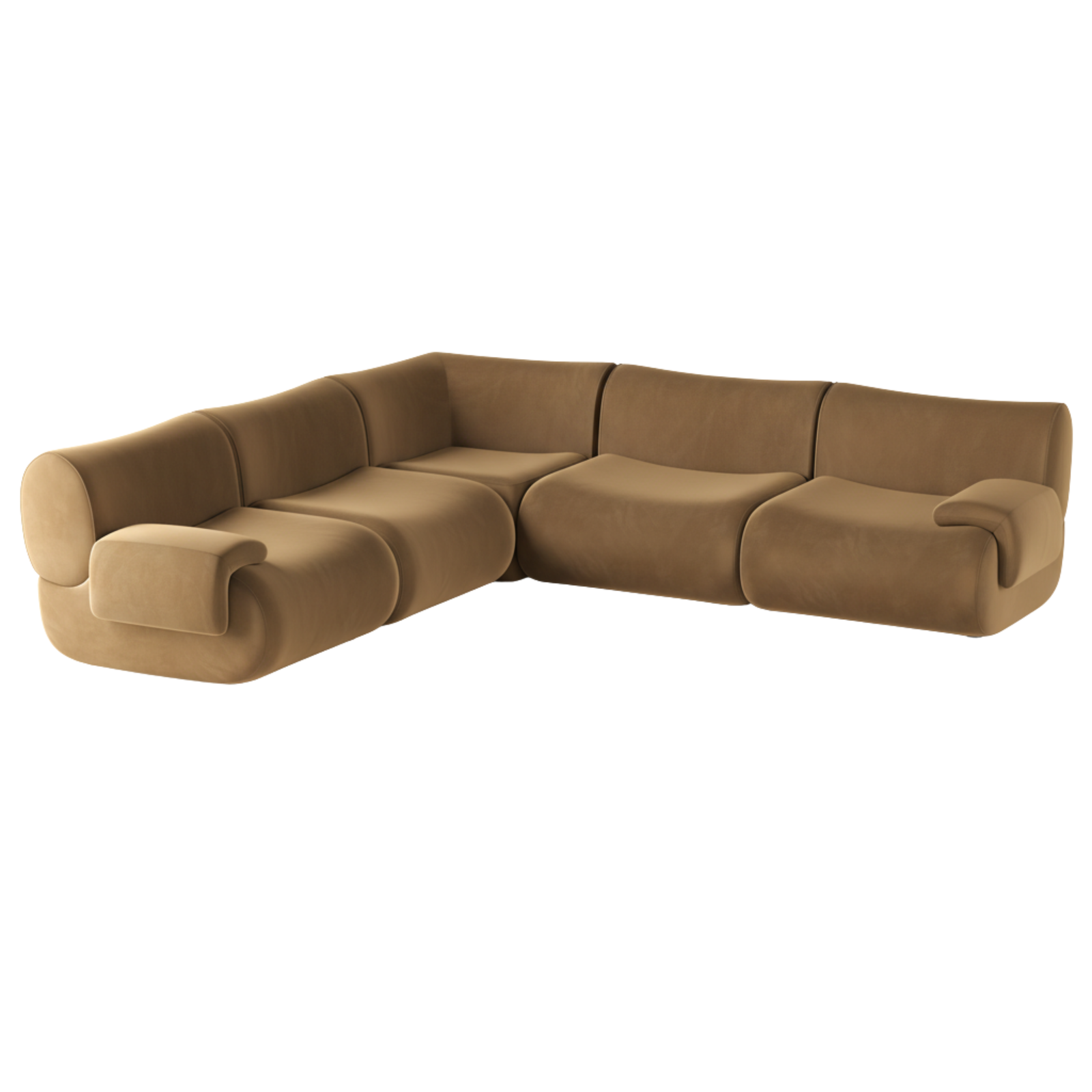 TOV Furniture Zenith 5-Piece Latte Brown Performance Velvet Modular L-Sectional