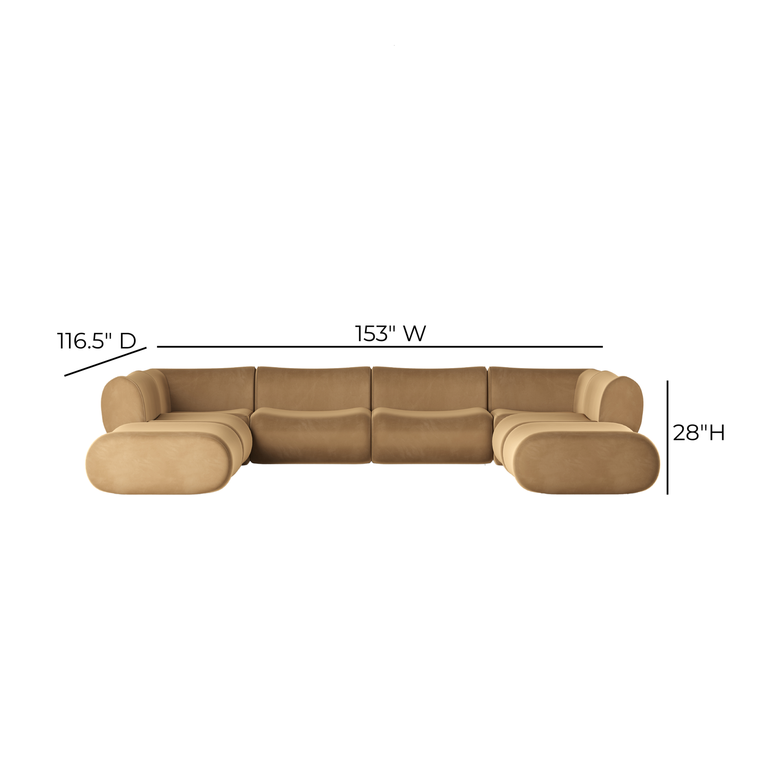 TOV Furniture Zenith 8-Piece Latte Brown Performance Velvet Modular U-Sectional