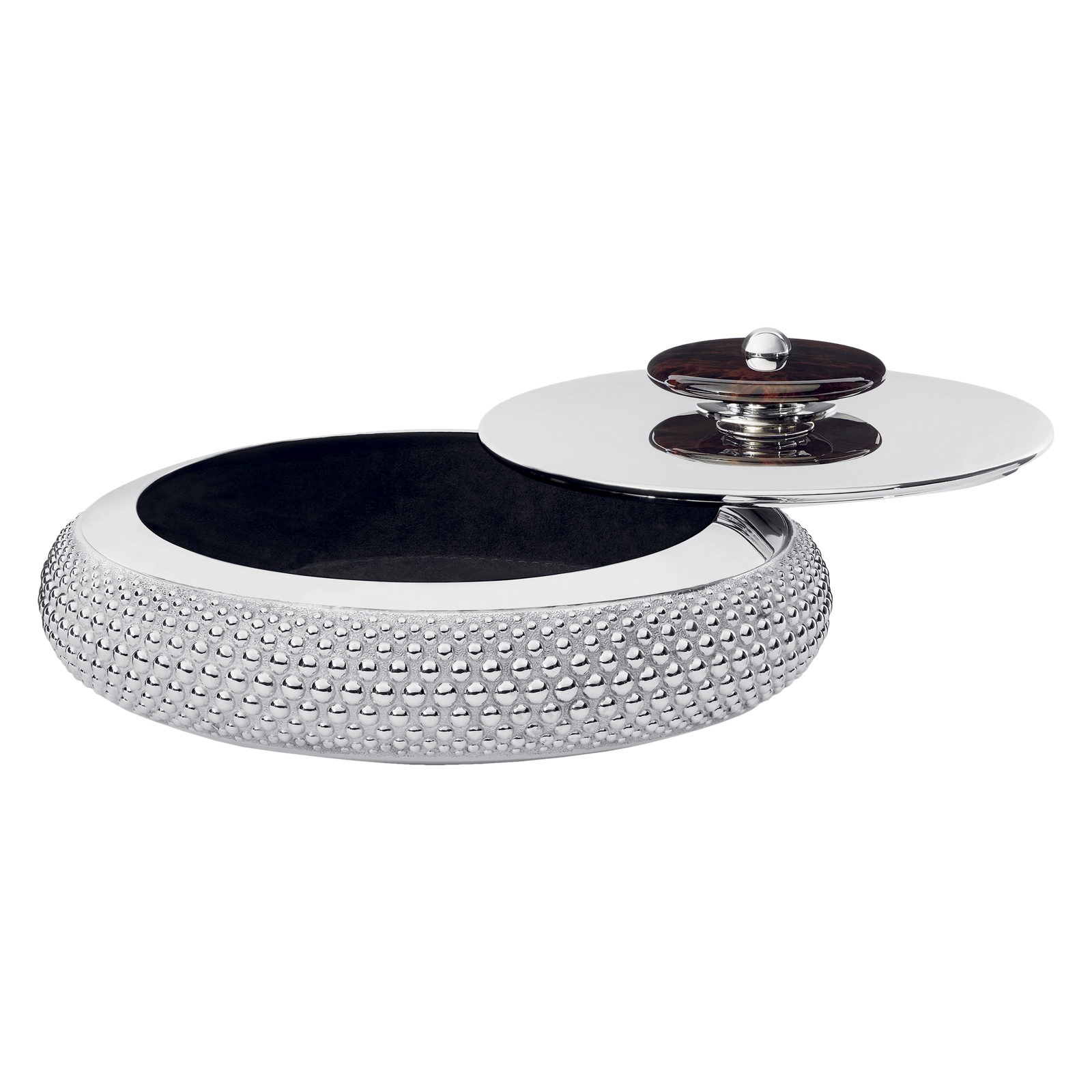 Christofle Perles Silver Plated Round Box