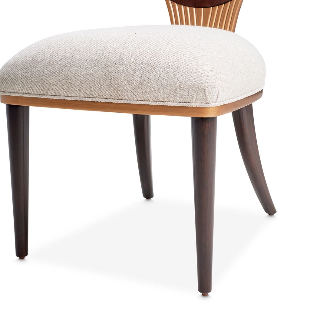Michael Amini Camellia Field Linen/Warm Pecan Dining Side Chair - Set of 2