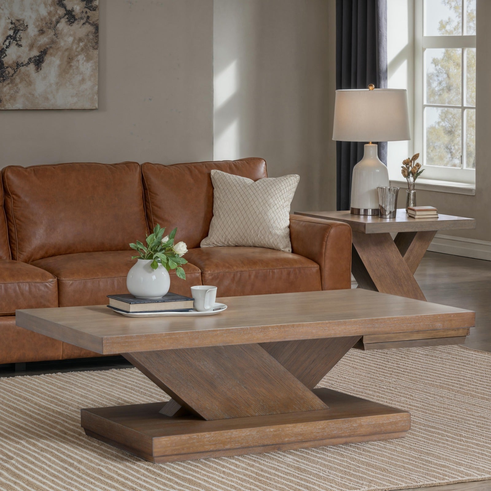 Magnussen Home Lansbury Antique Wheat Rectangular Cocktail Table With Casters