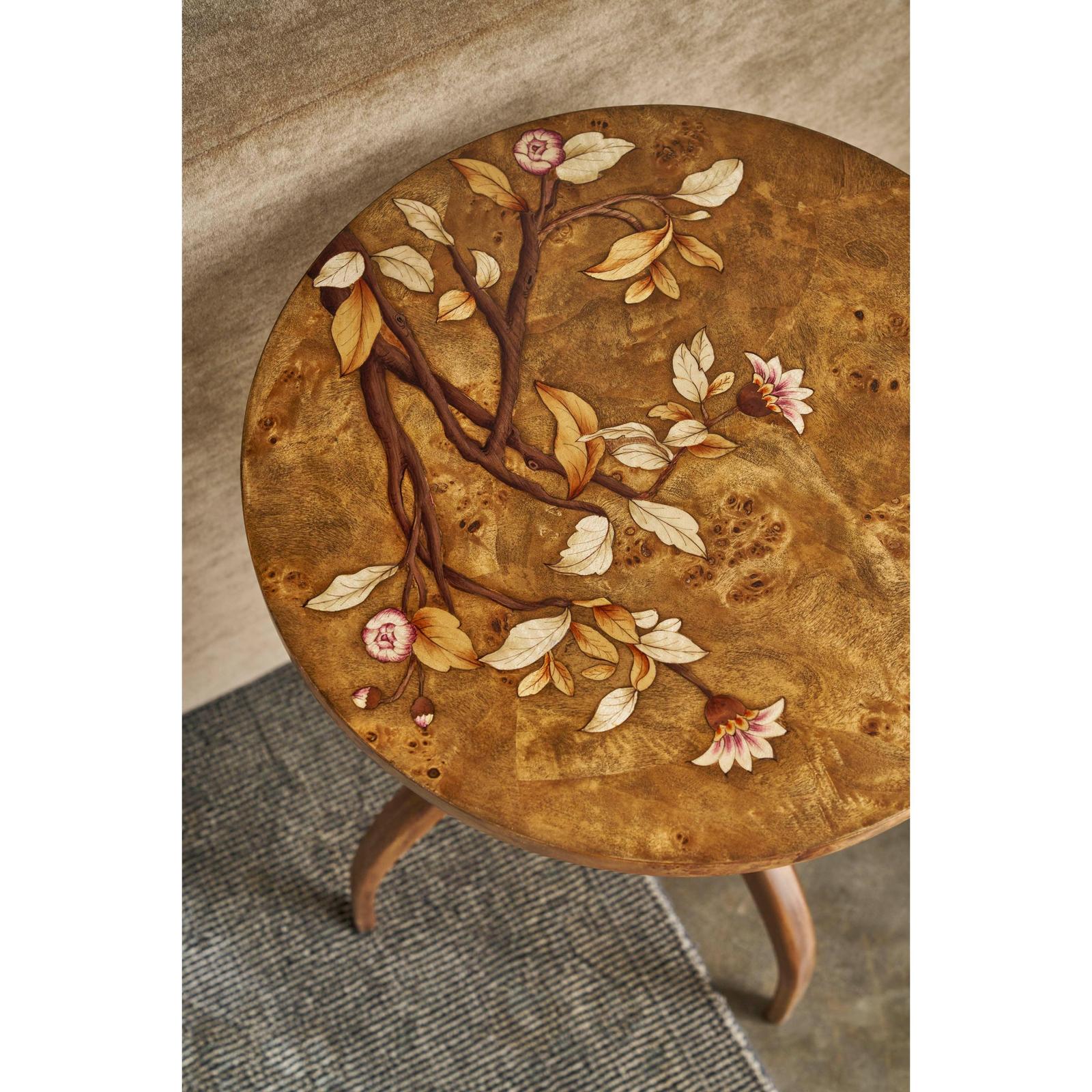 Theodore Alexander Perch Burl Corolla Drink Table