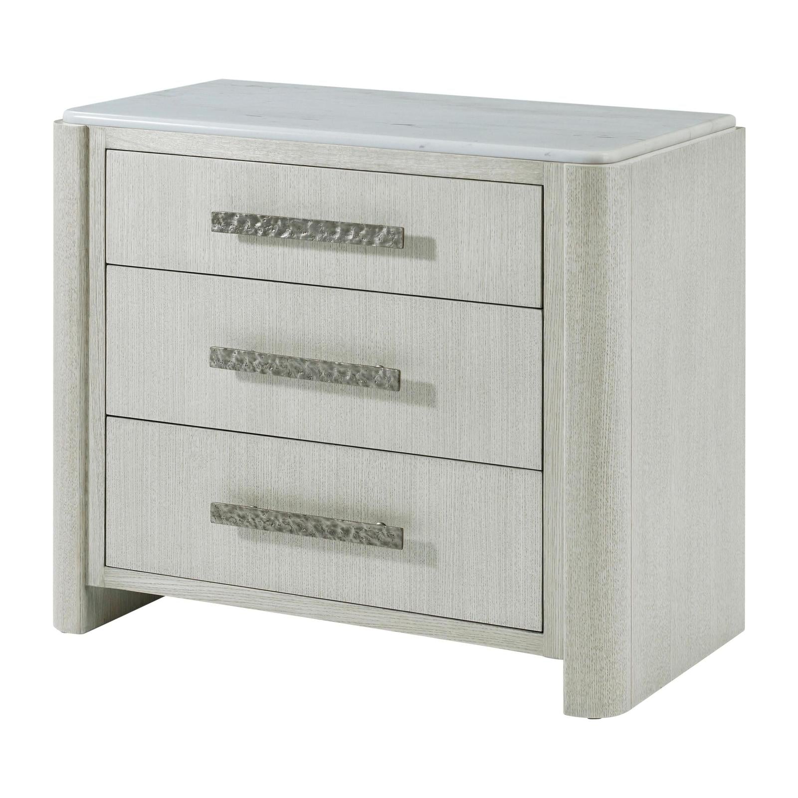 Theodore Alexander Essence Three Drawer Marble Top Nightstand