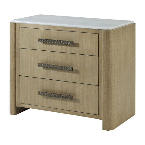 Theodore Alexander Essence Three Drawer Marble Top Nightstand