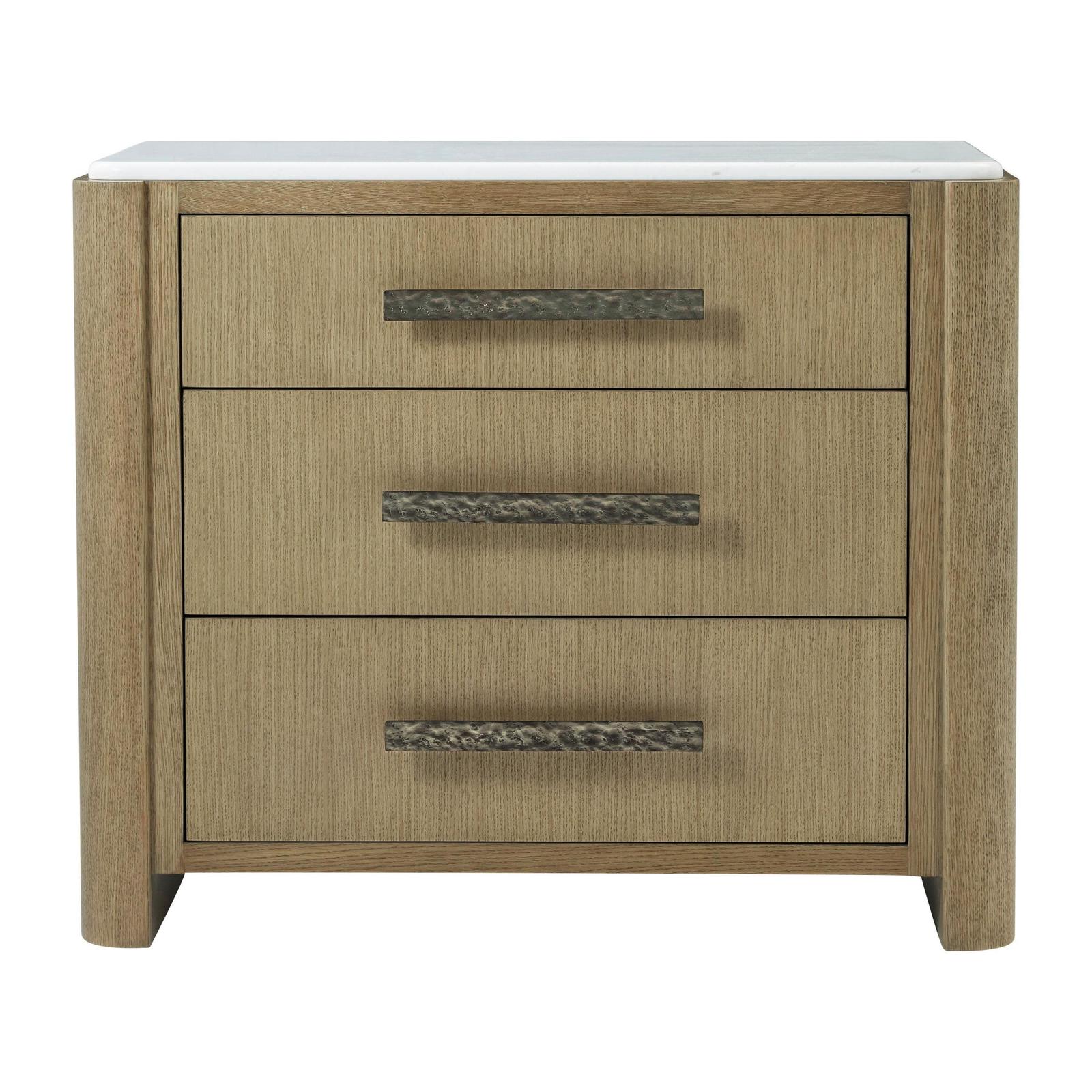 Theodore Alexander Essence Three Drawer Marble Top Nightstand
