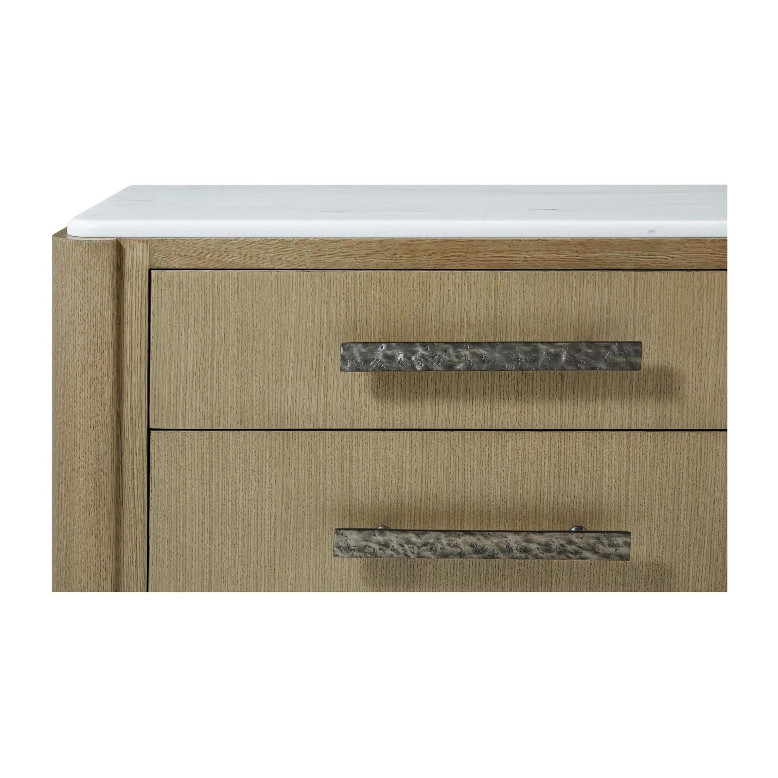 Theodore Alexander Essence Three Drawer Marble Top Nightstand