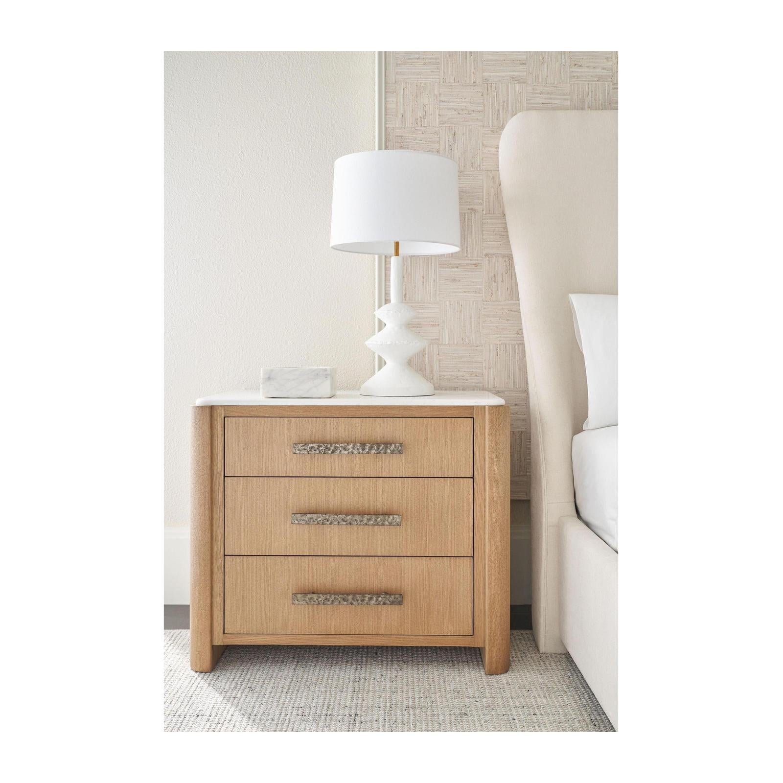 Theodore Alexander Essence Three Drawer Marble Top Nightstand