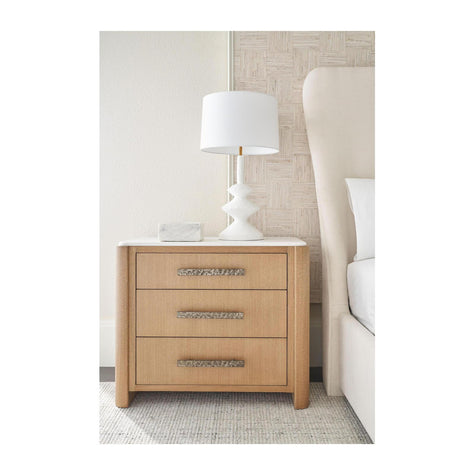 Theodore Alexander Essence Three Drawer Marble Top Nightstand