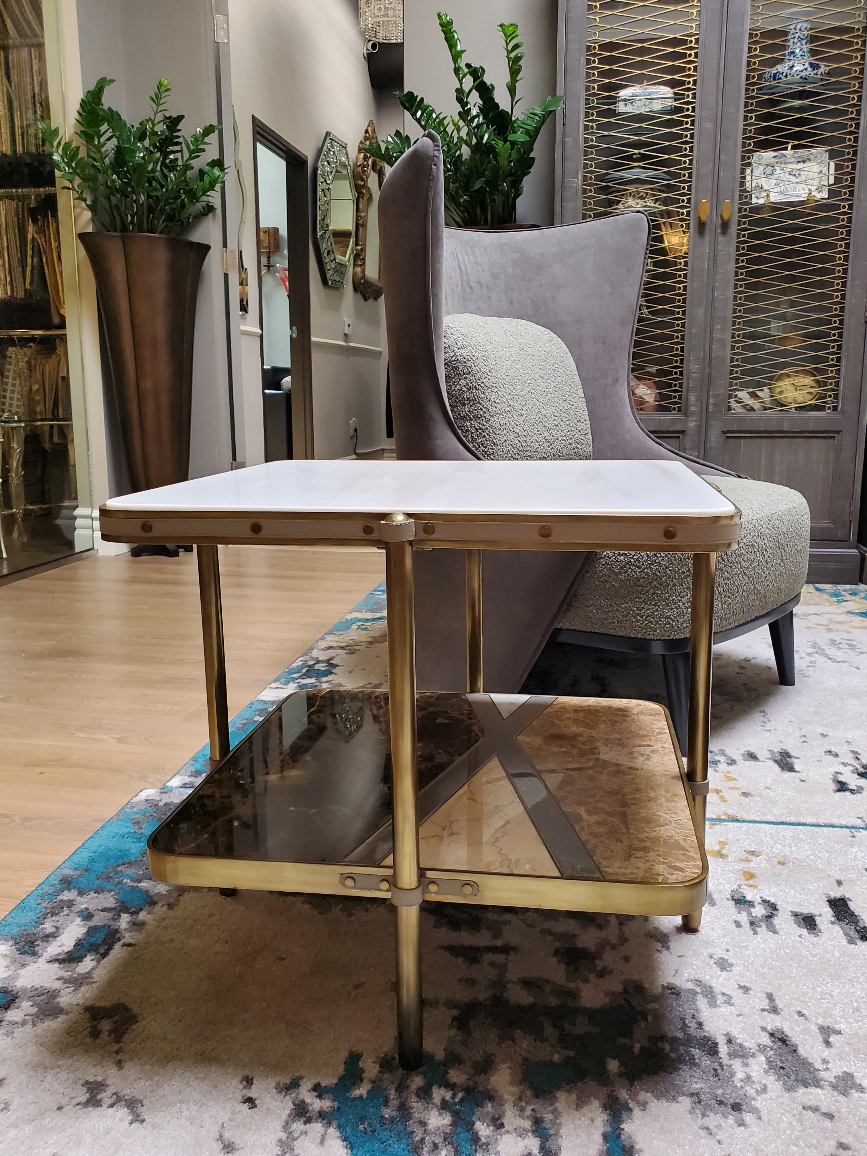 Theodore Alexander TA Iconic Two Tiered Side Table Floor Sample