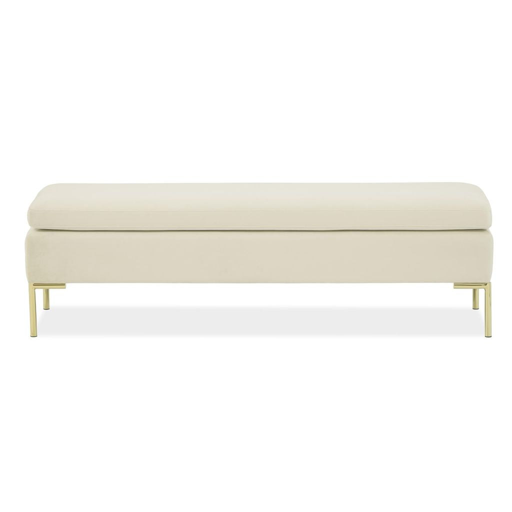Michael Amini Zennia Velvet Accent Bench - Ivory/Gold