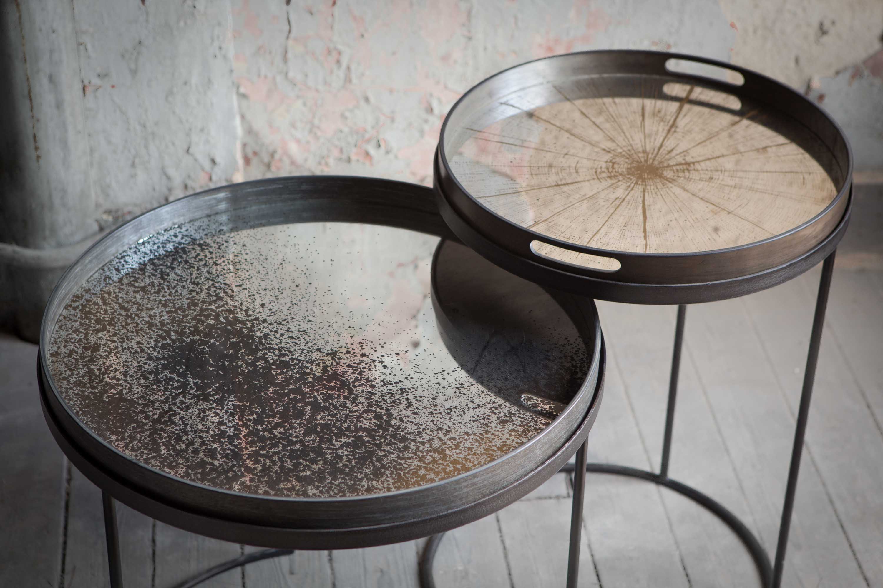 Ethnicraft Aged Round Mirror Tray