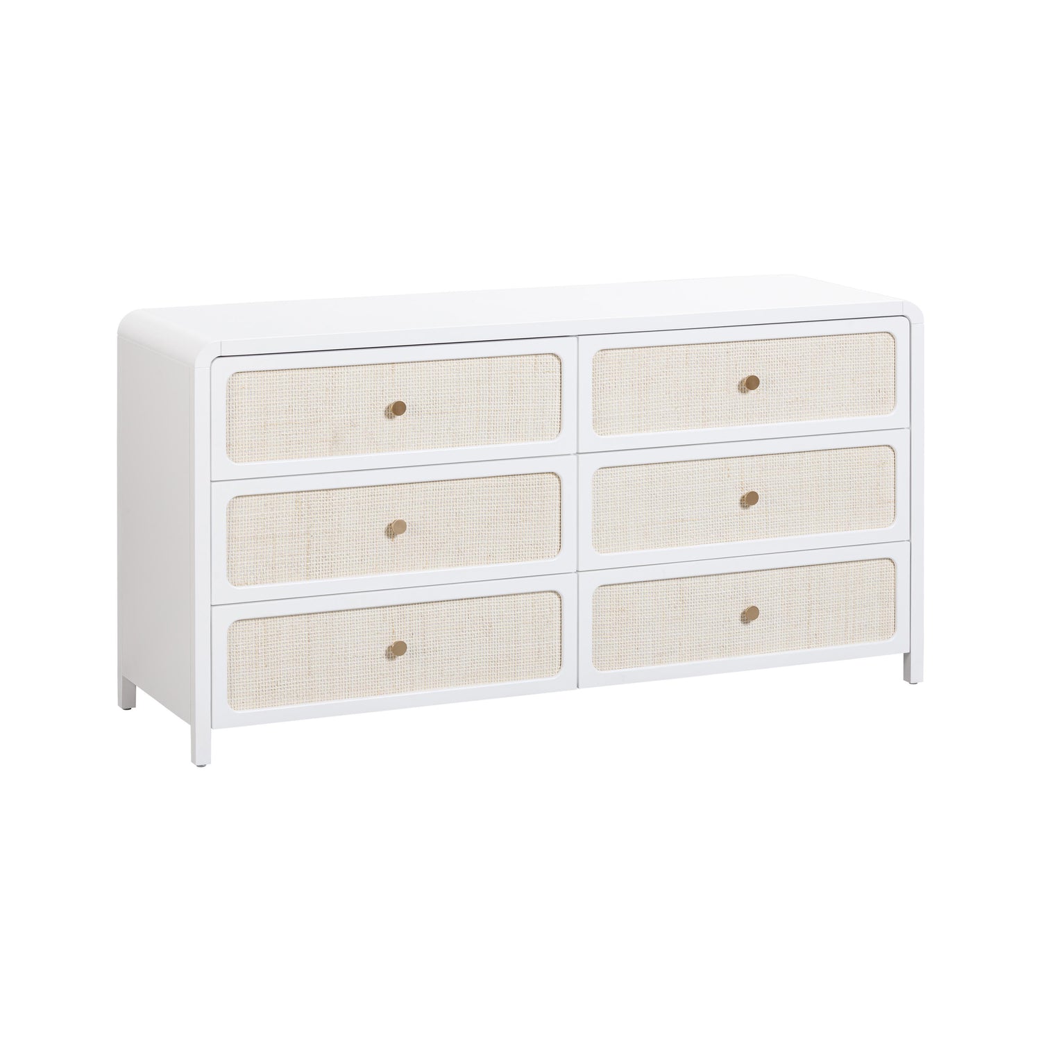 TOV Furniture Patty White Rattan 6 Drawer Dresser