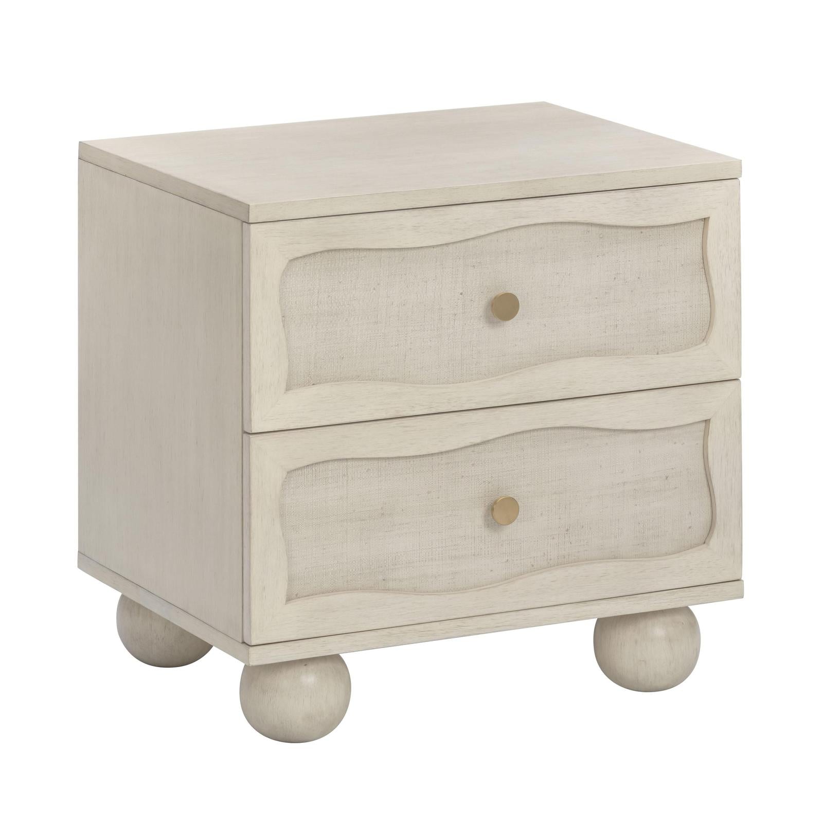 TOV Furniture Grappa Wood & Raffia Wavy 2-Drawer Nightstand