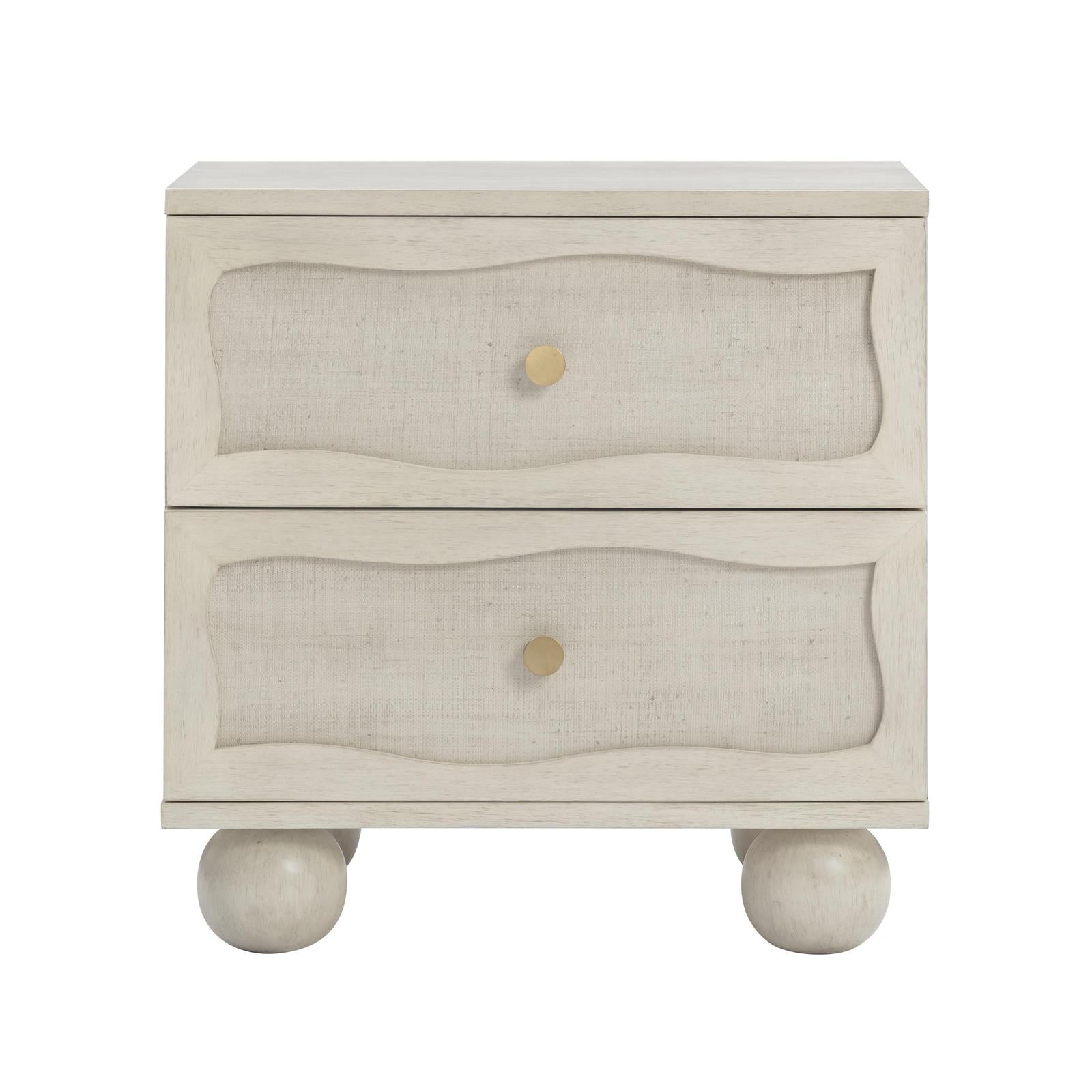 TOV Furniture Grappa Wood & Raffia Wavy 2-Drawer Nightstand