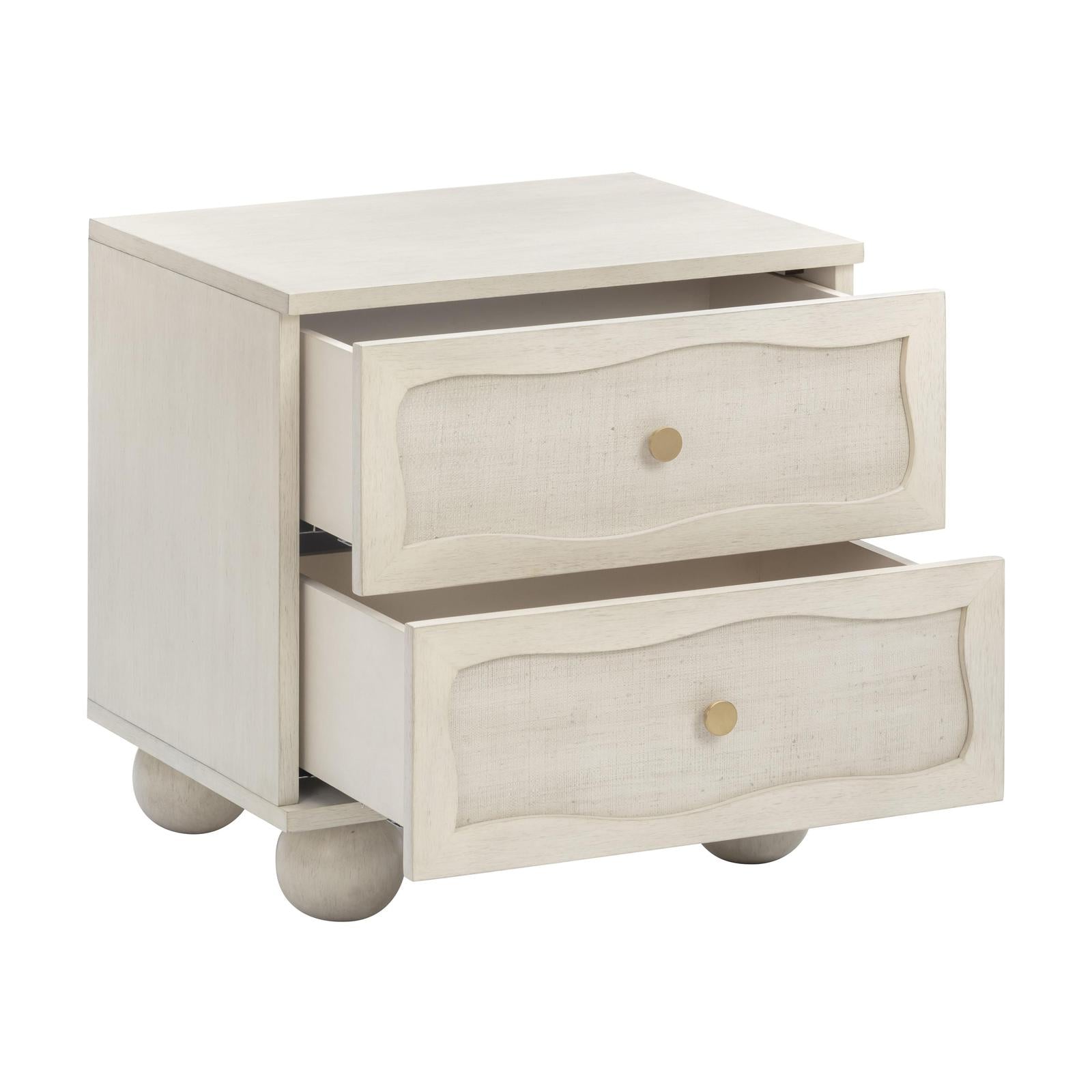 TOV Furniture Grappa Wood & Raffia Wavy 2-Drawer Nightstand