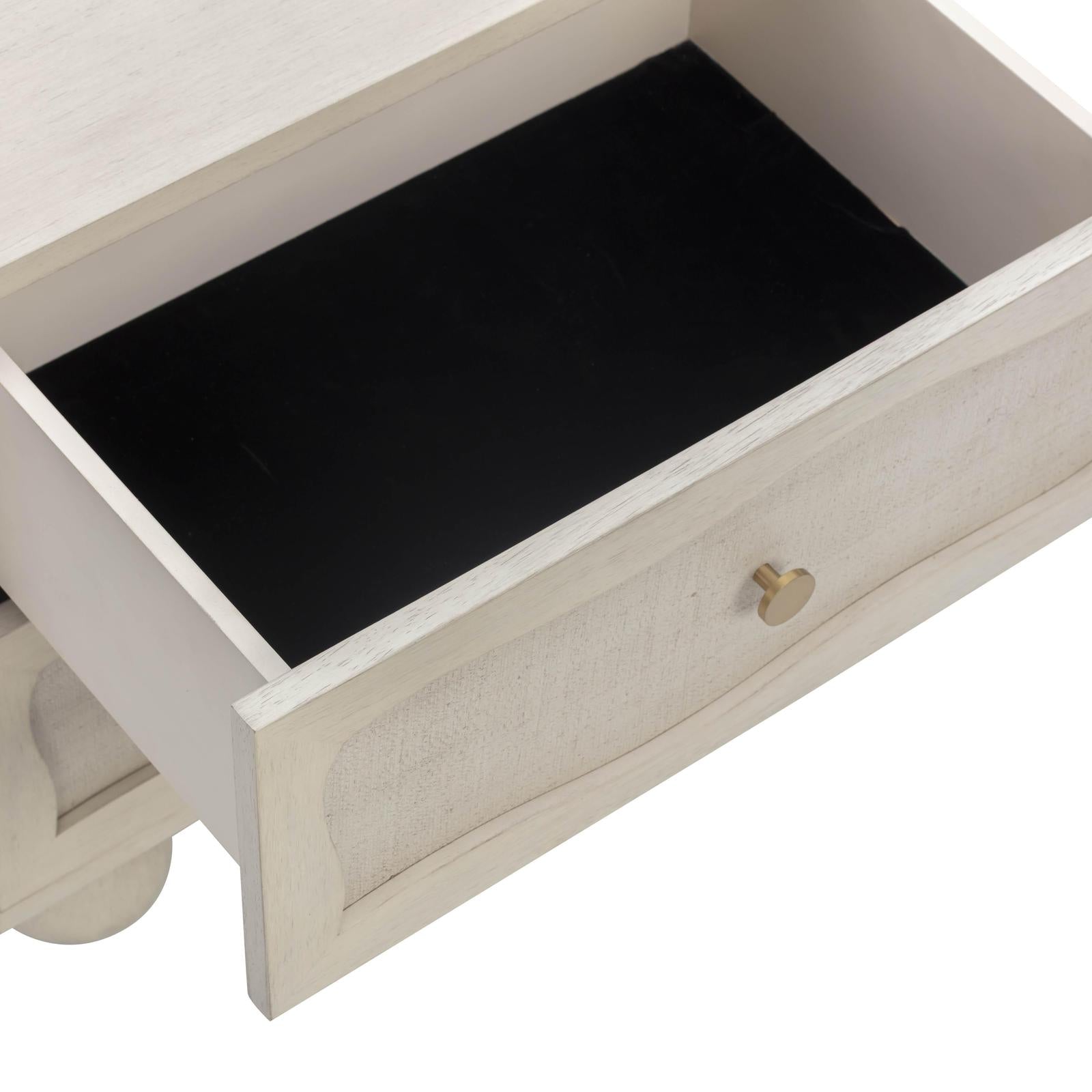 TOV Furniture Grappa Wood & Raffia Wavy 2-Drawer Nightstand