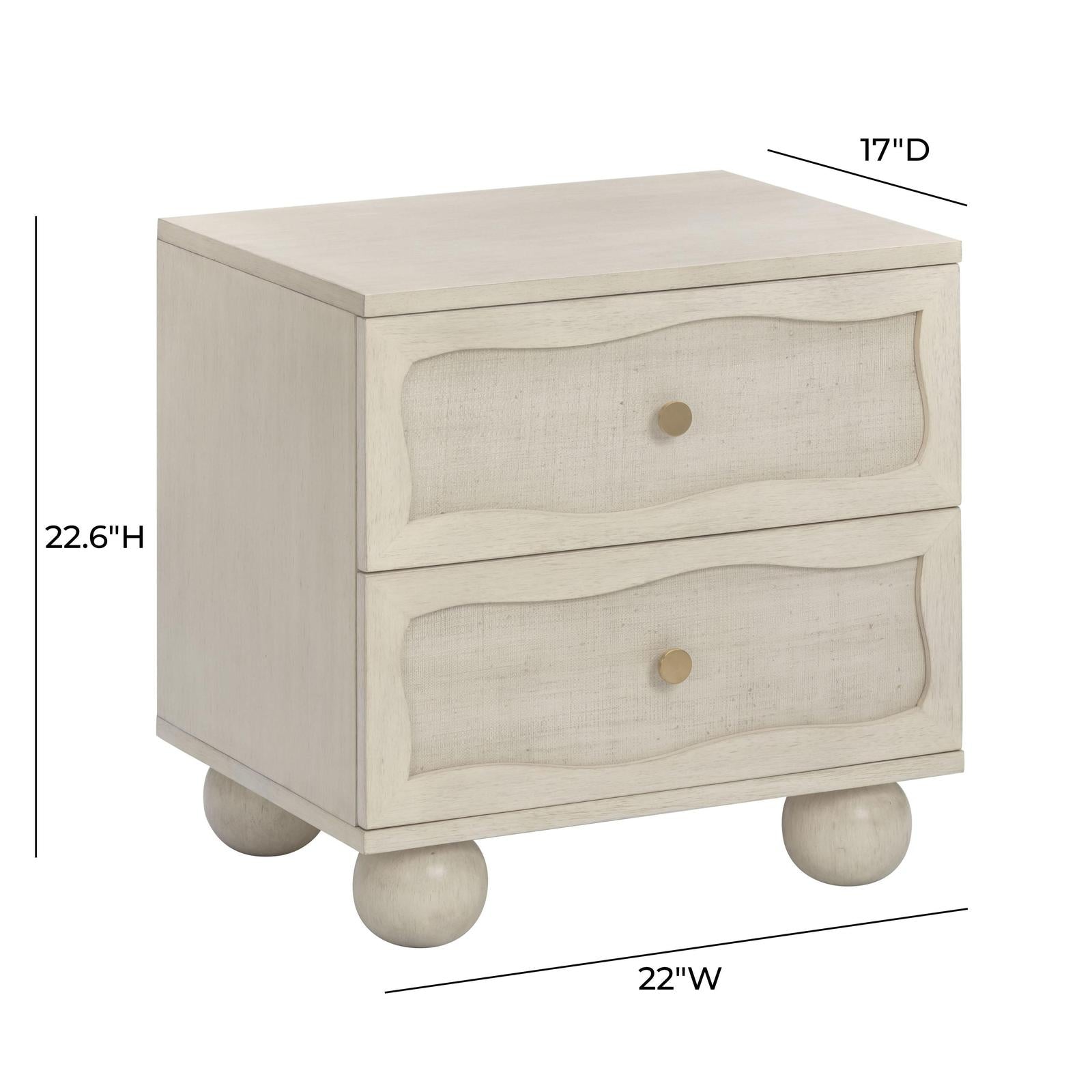 TOV Furniture Grappa Wood & Raffia Wavy 2-Drawer Nightstand