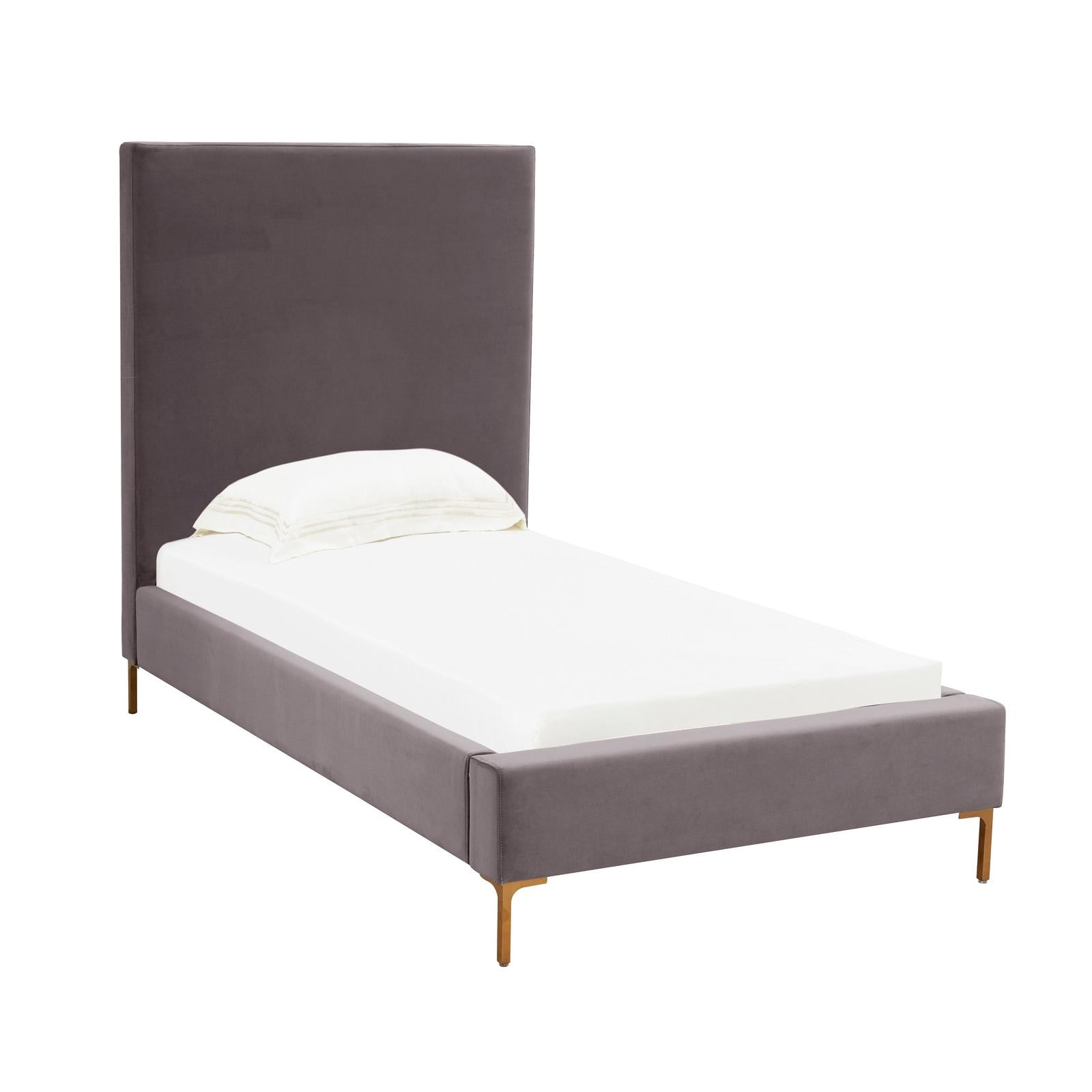 TOV Furniture Delilah Grey Velvet Bed in Twin Clearance