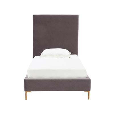 TOV Furniture Delilah Grey Velvet Bed in Twin Clearance