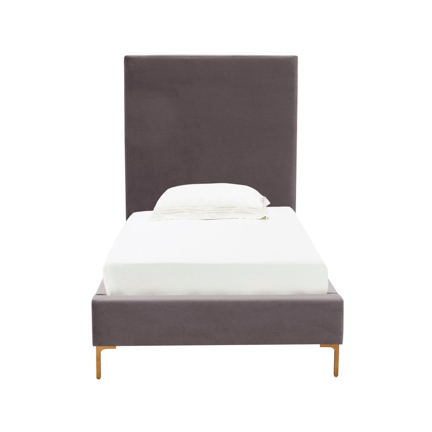 TOV Furniture Delilah Grey Velvet Bed in Twin Clearance
