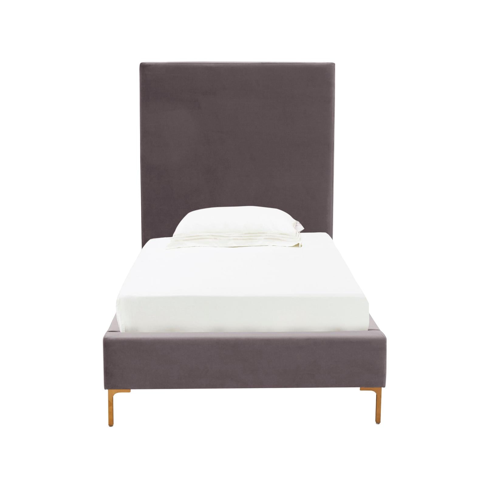 TOV Furniture Delilah Grey Velvet Bed in Twin Clearance