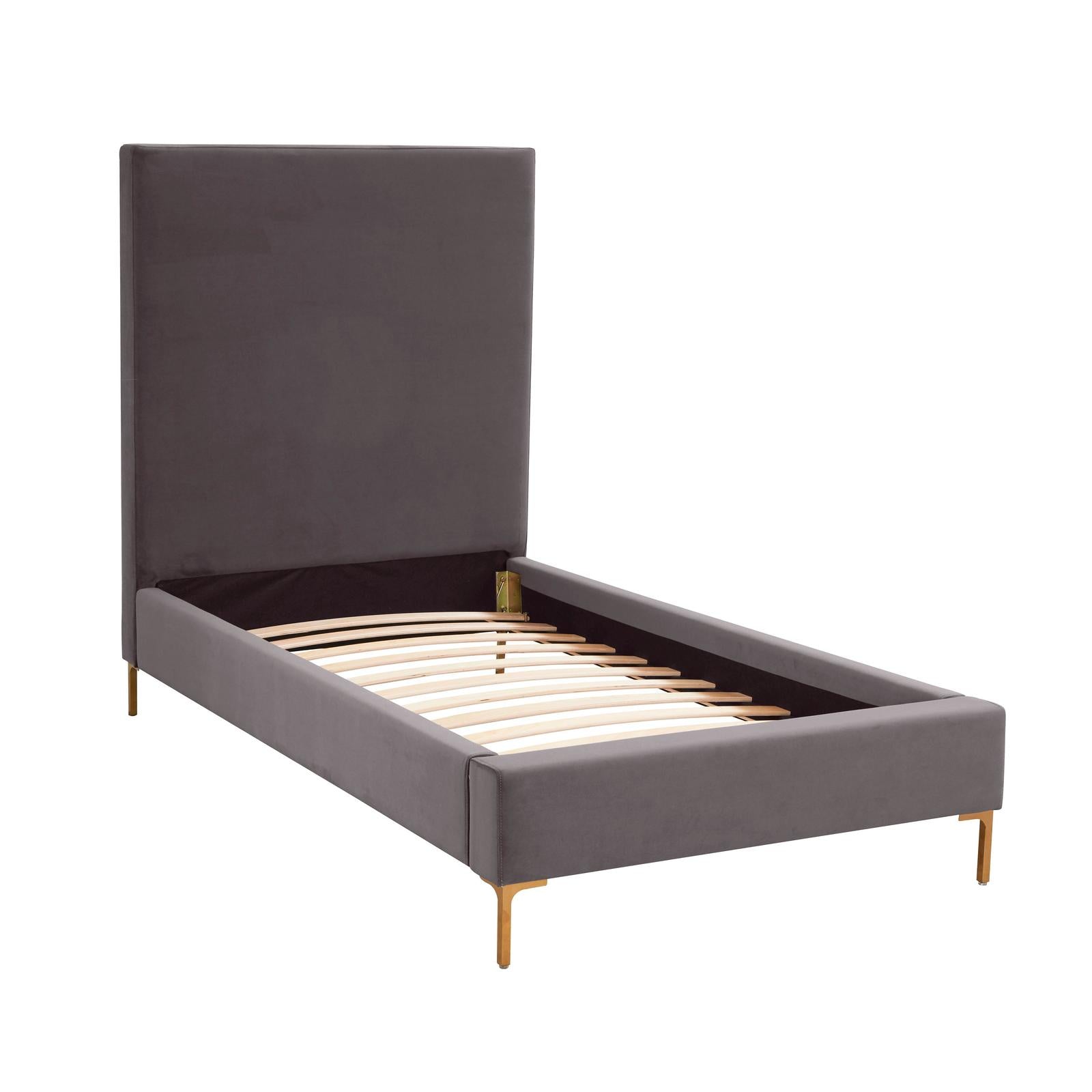 TOV Furniture Delilah Grey Velvet Bed in Twin Clearance