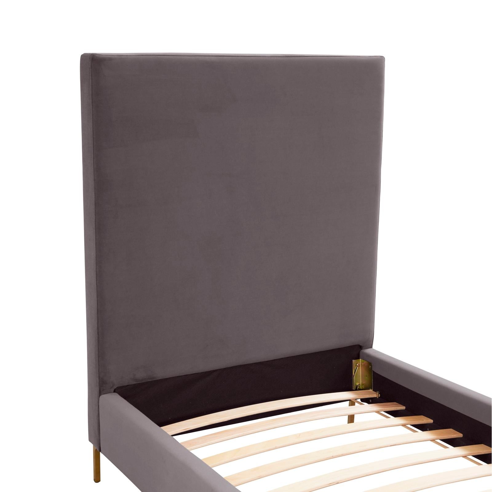 TOV Furniture Delilah Grey Velvet Bed in Twin Clearance
