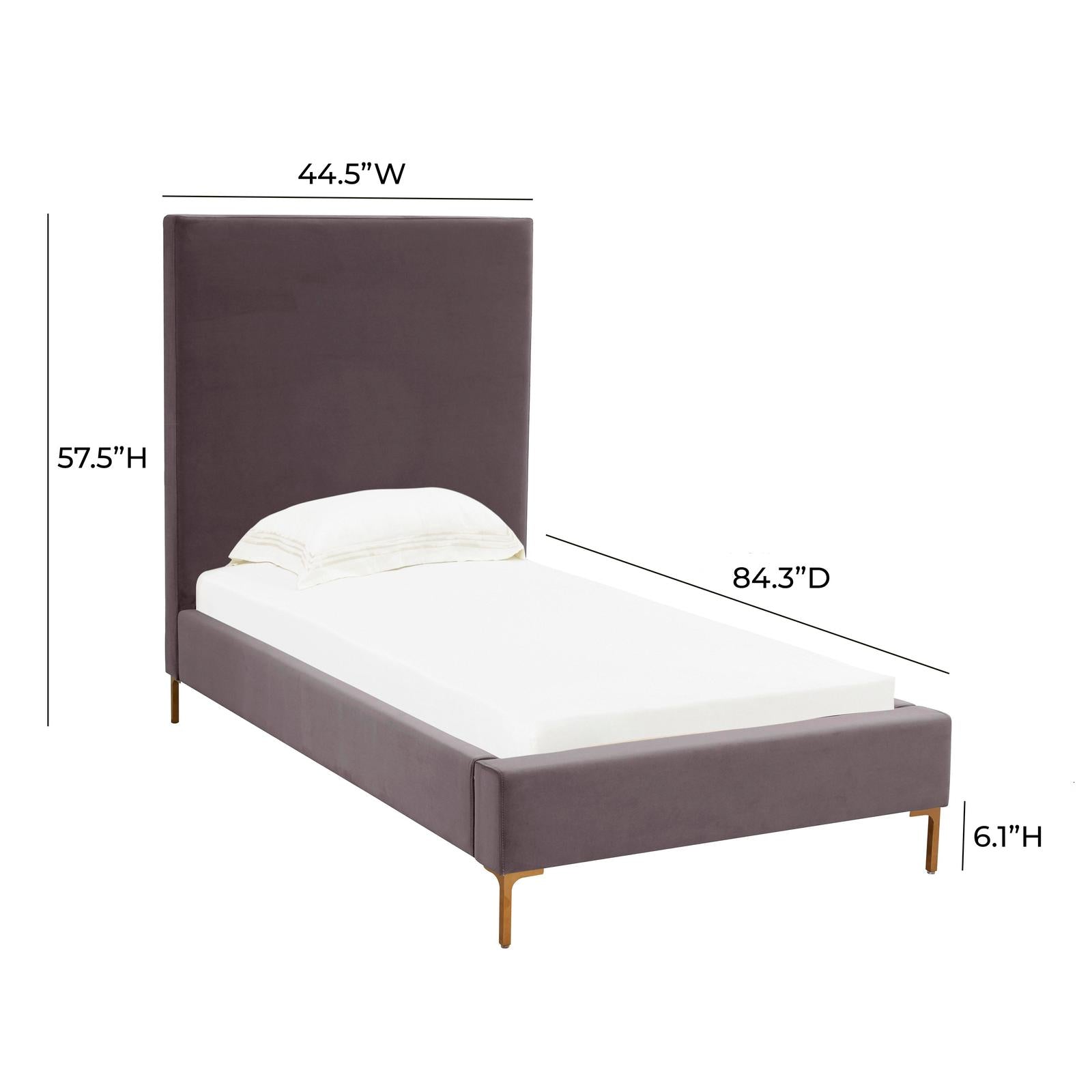 TOV Furniture Delilah Grey Velvet Bed in Twin Clearance