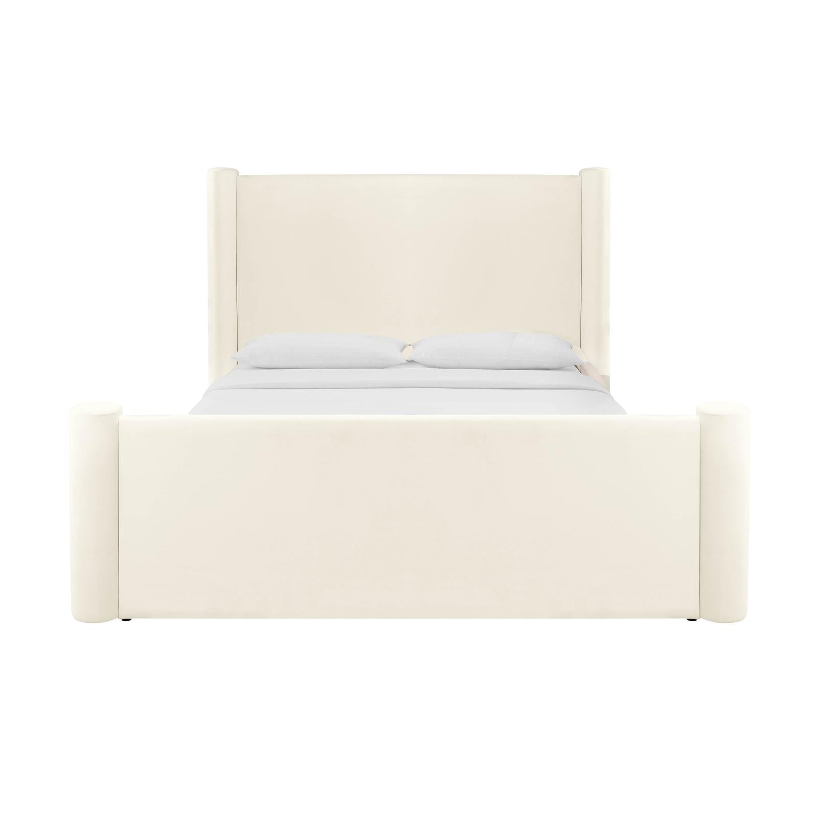 TOV Furniture Athara Queen Cream Velvet Bed Clearance