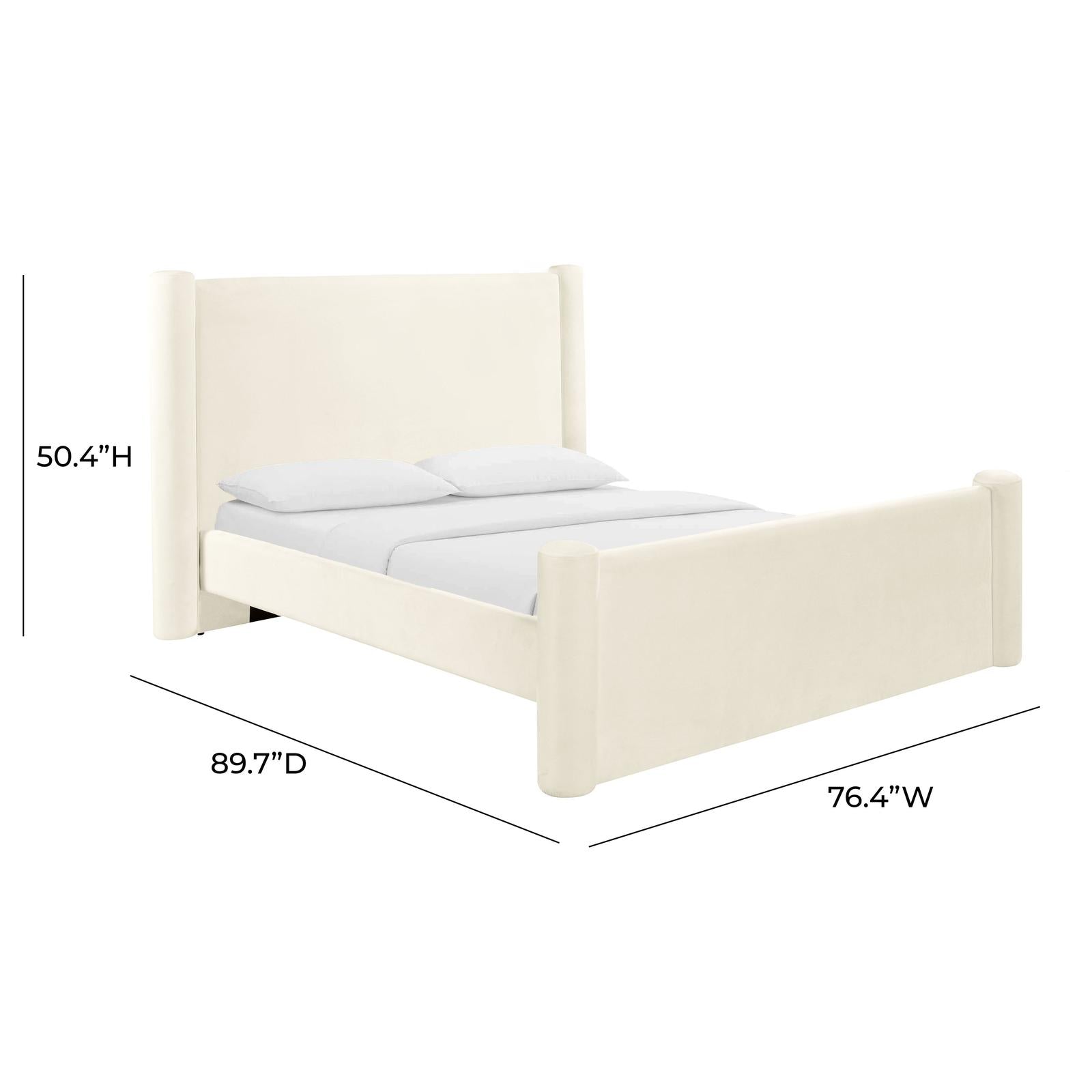 TOV Furniture Athara Queen Cream Velvet Bed Clearance