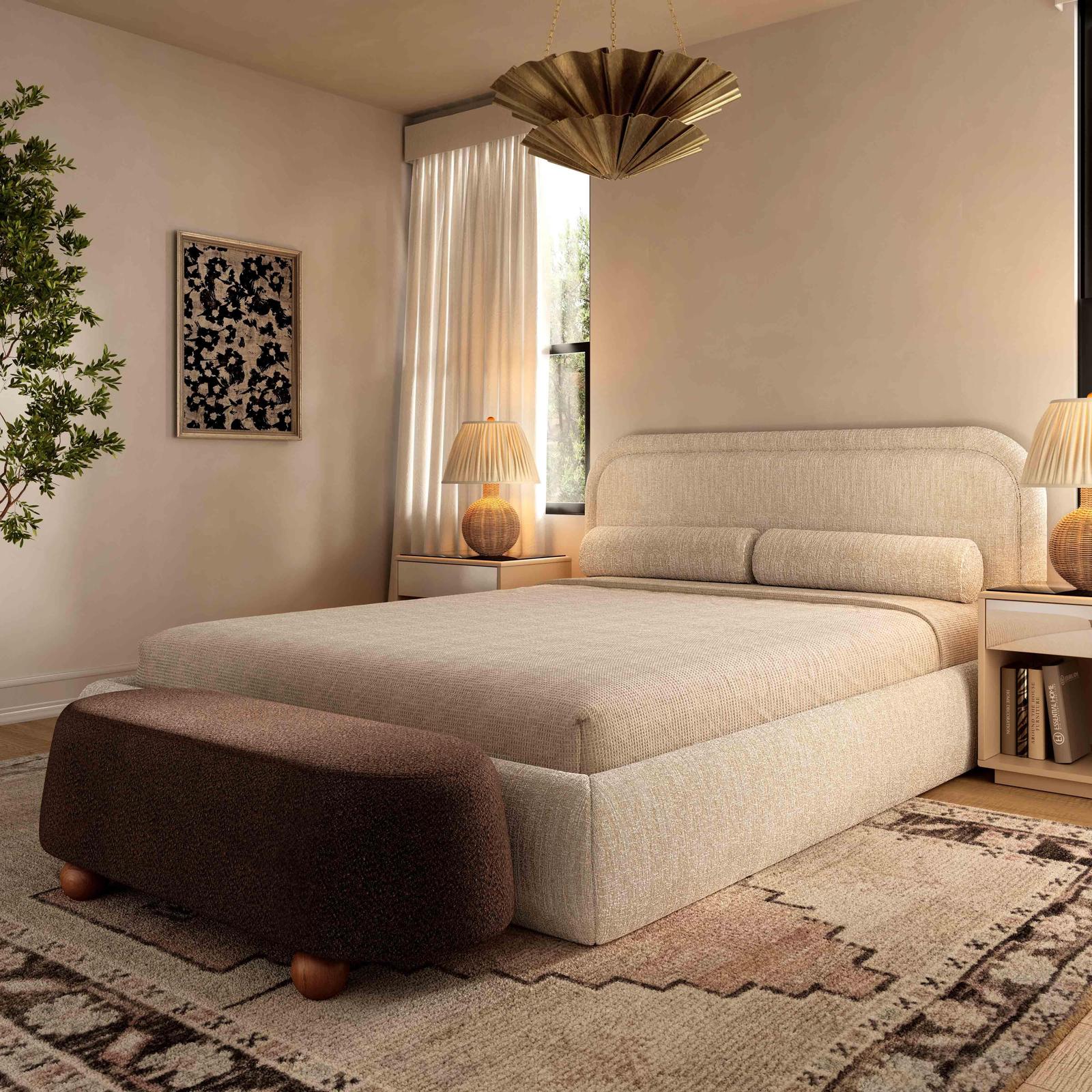 TOV Furniture Murielle Taupe Textured Boucle Bed