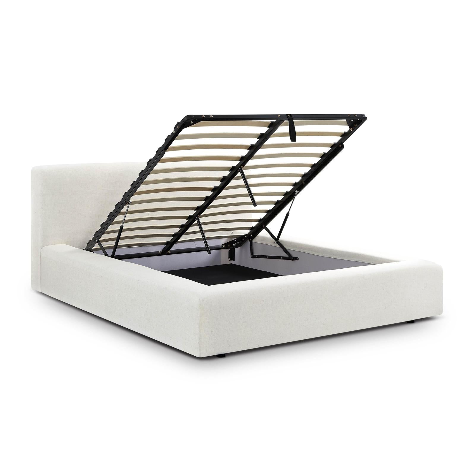 TOV Furniture Meena Cream Upcycled Linen Storage Bed
