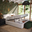 TOV Furniture Meena Cream Upcycled Linen Storage Bed