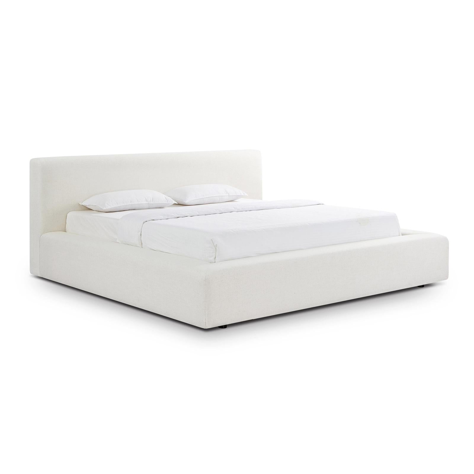 TOV Furniture Meena Cream Upcycled Linen Storage Bed