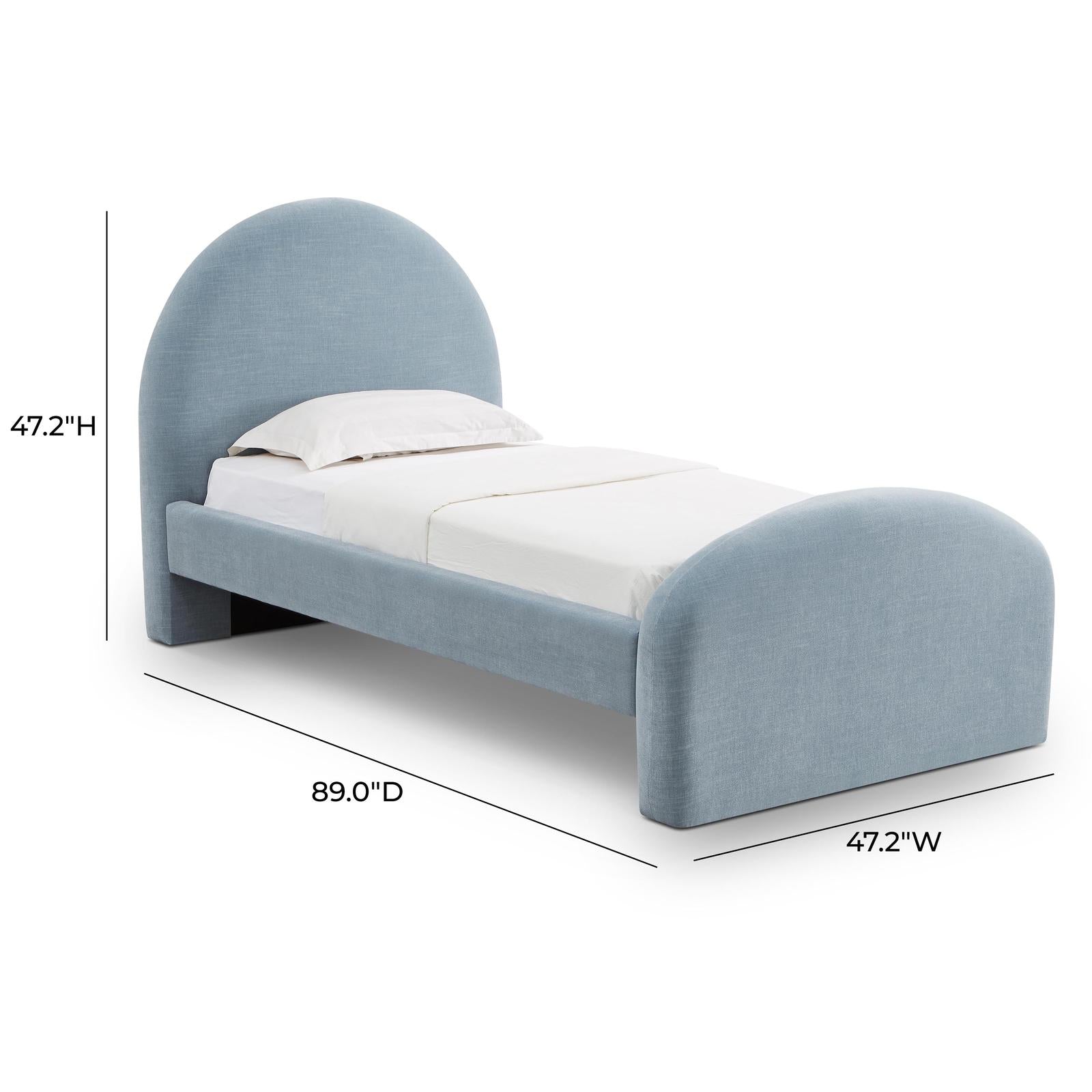 TOV Furniture Moon Chambray Blue Chenille Twin Bed